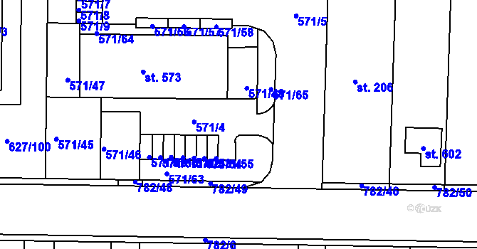 Parcela st. 571/4 v KÚ Staré Čívice, Katastrální mapa