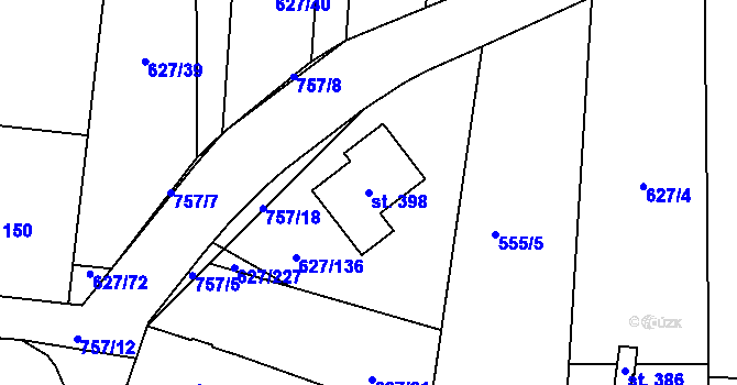 Parcela st. 398 v KÚ Staré Čívice, Katastrální mapa