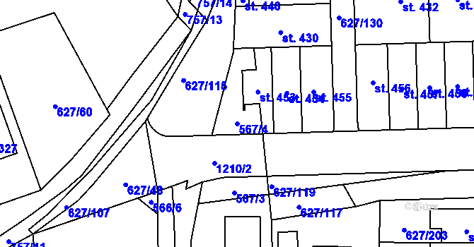 Parcela st. 567/4 v KÚ Staré Čívice, Katastrální mapa