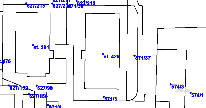 Parcela st. 426 v KÚ Staré Čívice, Katastrální mapa