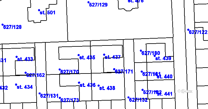 Parcela st. 437 v KÚ Staré Čívice, Katastrální mapa