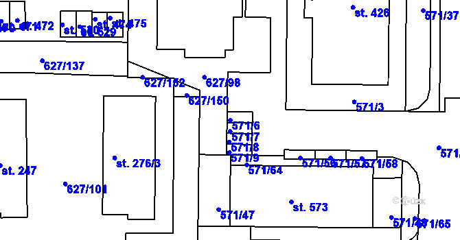 Parcela st. 571/6 v KÚ Staré Čívice, Katastrální mapa