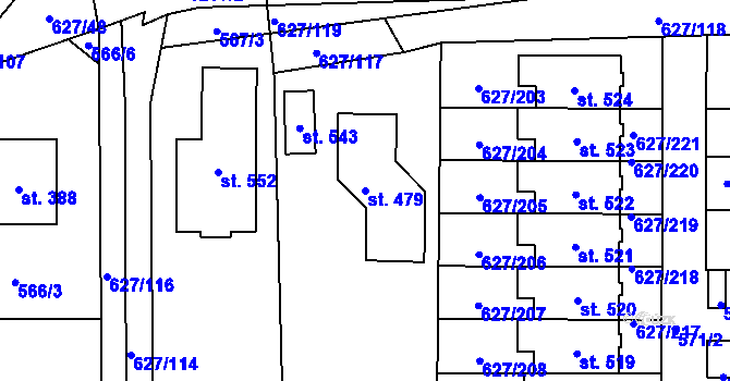 Parcela st. 479 v KÚ Staré Čívice, Katastrální mapa