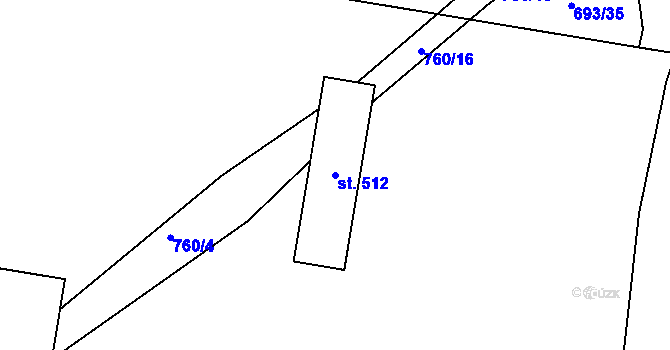 Parcela st. 512 v KÚ Staré Čívice, Katastrální mapa