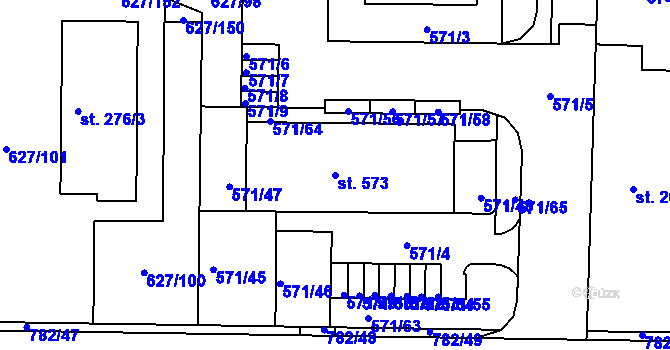 Parcela st. 573 v KÚ Staré Čívice, Katastrální mapa