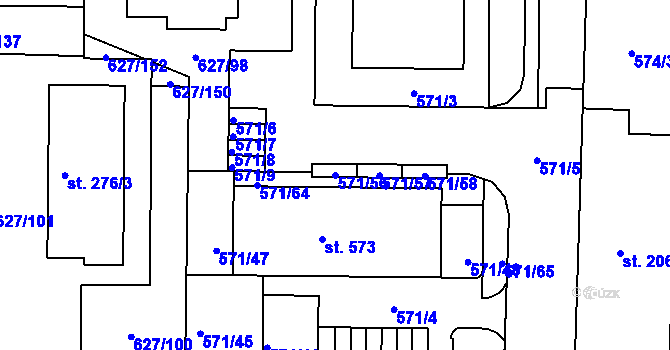 Parcela st. 571/56 v KÚ Staré Čívice, Katastrální mapa