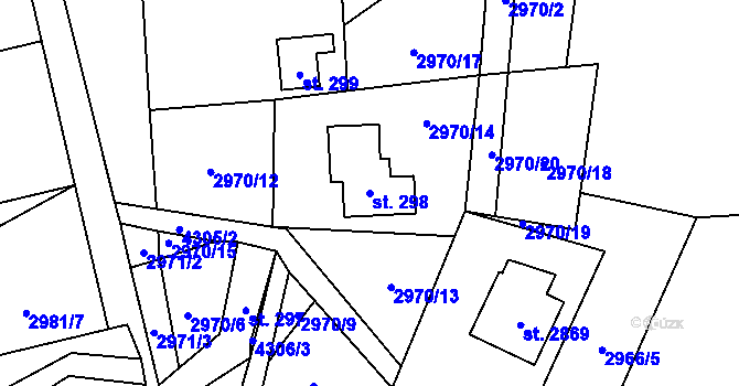 Parcela st. 298 v KÚ Ostravice 2, Katastrální mapa