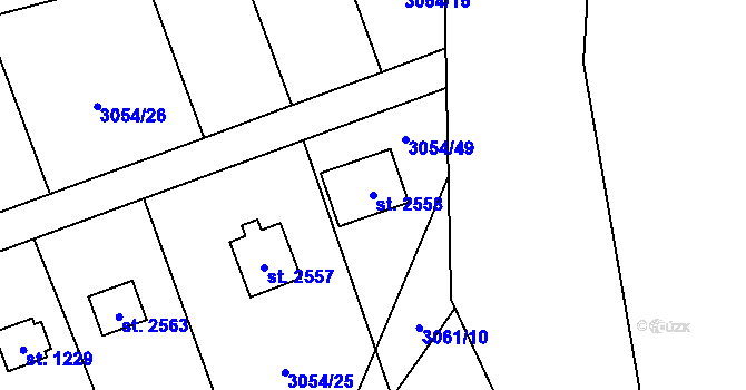 Parcela st. 2558 v KÚ Ostravice 2, Katastrální mapa