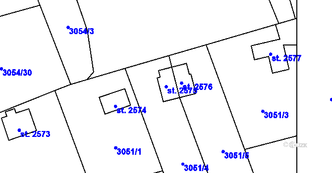 Parcela st. 2575 v KÚ Ostravice 2, Katastrální mapa