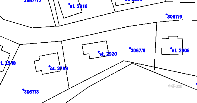 Parcela st. 2920 v KÚ Ostravice 2, Katastrální mapa