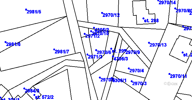 Parcela st. 2970/6 v KÚ Ostravice 2, Katastrální mapa