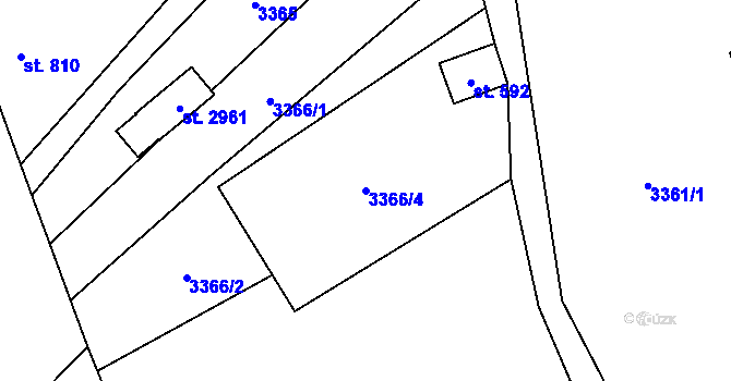 Parcela st. 3366/4 v KÚ Ostravice 2, Katastrální mapa