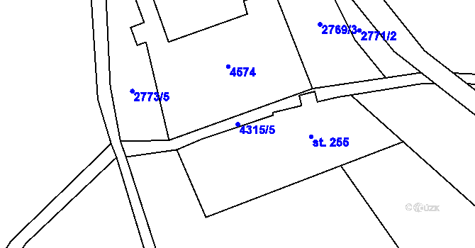 Parcela st. 4315/5 v KÚ Ostravice 2, Katastrální mapa