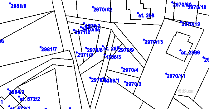 Parcela st. 4306/3 v KÚ Ostravice 2, Katastrální mapa