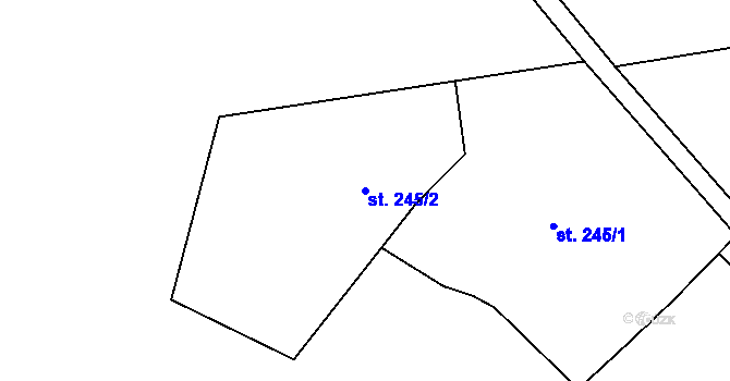 Parcela st. 245/2 v KÚ Staré Hamry 1, Katastrální mapa