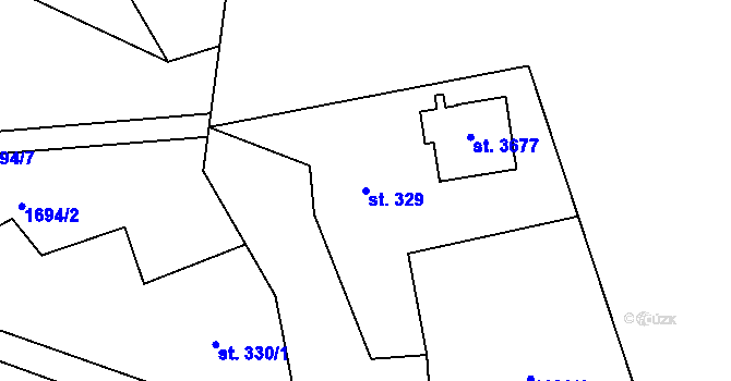 Parcela st. 329 v KÚ Staré Hamry 1, Katastrální mapa
