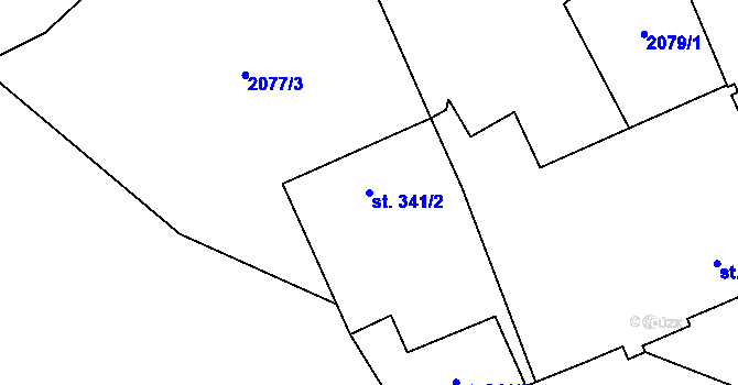 Parcela st. 341/2 v KÚ Staré Hamry 1, Katastrální mapa