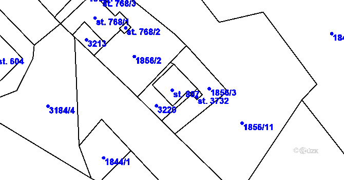 Parcela st. 807 v KÚ Staré Hamry 1, Katastrální mapa