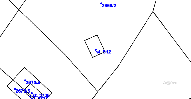 Parcela st. 912 v KÚ Staré Hamry 1, Katastrální mapa