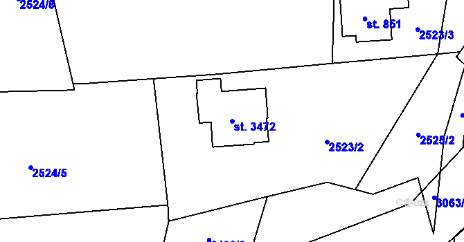 Parcela st. 3472 v KÚ Staré Hamry 1, Katastrální mapa