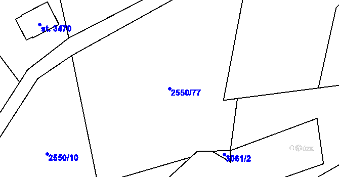Parcela st. 2550/77 v KÚ Staré Hamry 1, Katastrální mapa