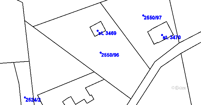 Parcela st. 2550/96 v KÚ Staré Hamry 1, Katastrální mapa