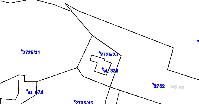 Parcela st. 2725/23 v KÚ Staré Hamry 1, Katastrální mapa