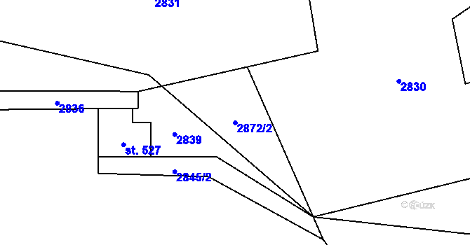 Parcela st. 2872/2 v KÚ Staré Hamry 1, Katastrální mapa