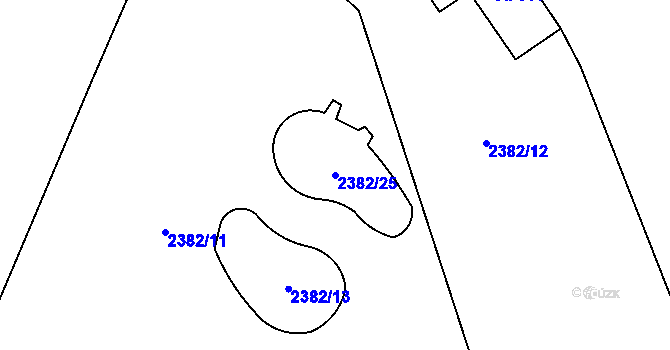 Parcela st. 2382/25 v KÚ Staré Hamry 1, Katastrální mapa