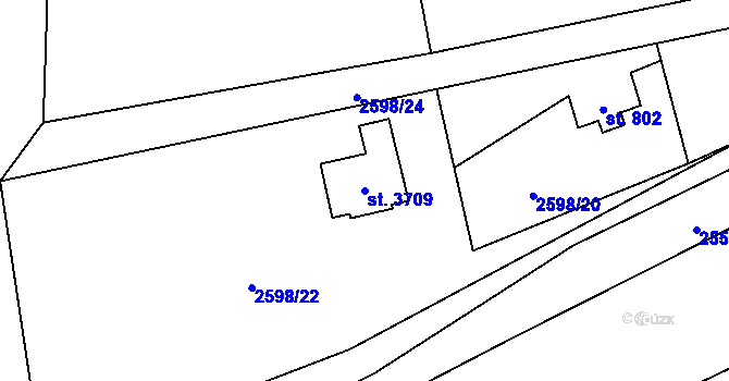 Parcela st. 3709 v KÚ Staré Hamry 1, Katastrální mapa
