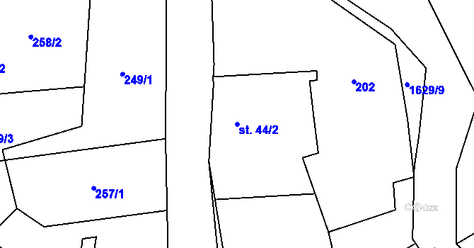 Parcela st. 44/2 v KÚ Staré Heřminovy, Katastrální mapa