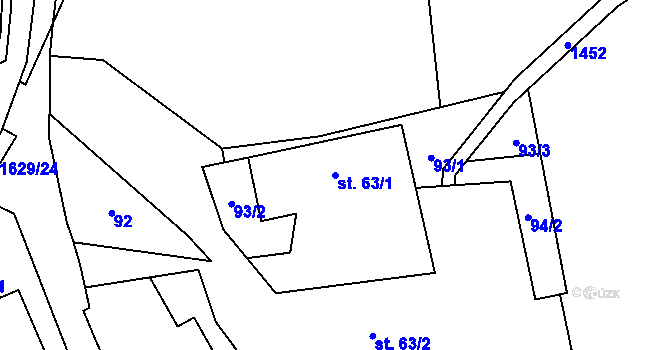 Parcela st. 63/1 v KÚ Staré Heřminovy, Katastrální mapa