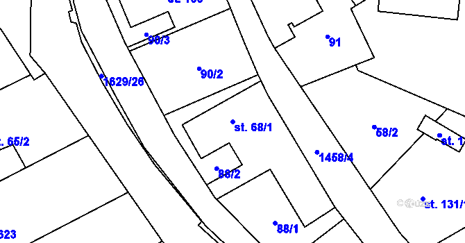 Parcela st. 68/1 v KÚ Staré Heřminovy, Katastrální mapa