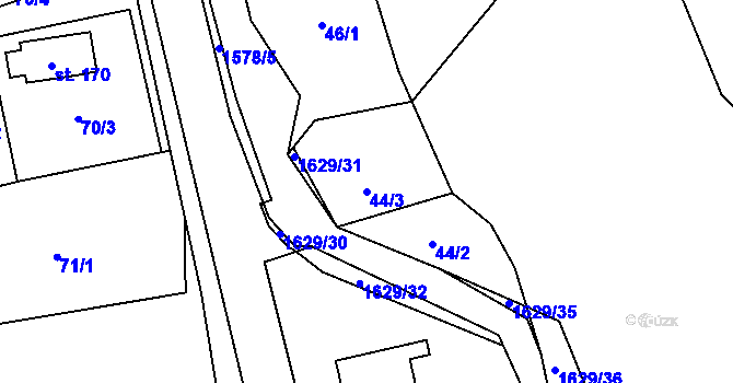 Parcela st. 44/3 v KÚ Staré Heřminovy, Katastrální mapa