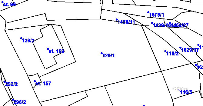 Parcela st. 129/1 v KÚ Staré Heřminovy, Katastrální mapa