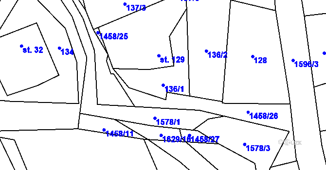 Parcela st. 136/1 v KÚ Staré Heřminovy, Katastrální mapa