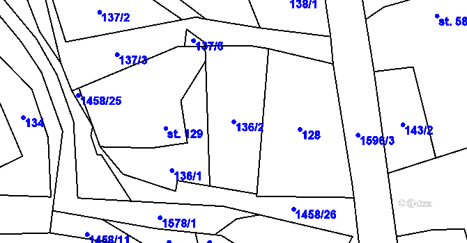 Parcela st. 136/2 v KÚ Staré Heřminovy, Katastrální mapa