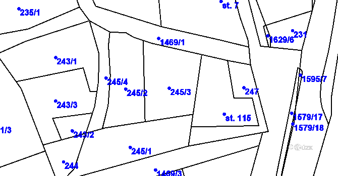 Parcela st. 245/3 v KÚ Staré Heřminovy, Katastrální mapa