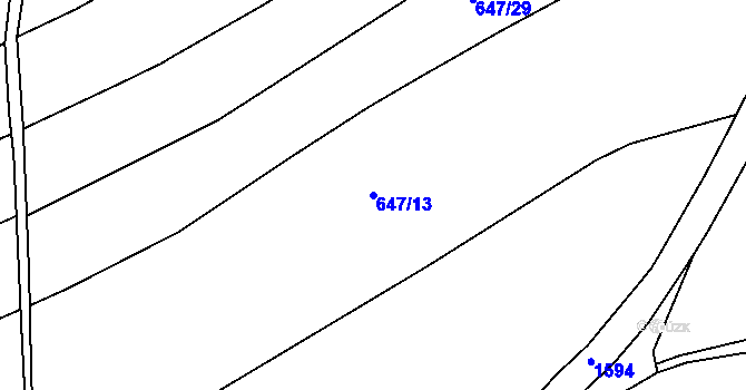 Parcela st. 647/13 v KÚ Staré Heřminovy, Katastrální mapa