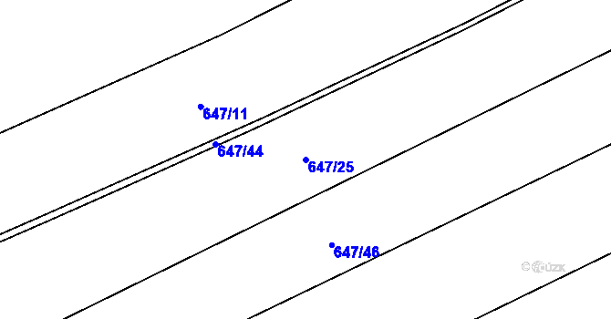 Parcela st. 647/25 v KÚ Staré Heřminovy, Katastrální mapa