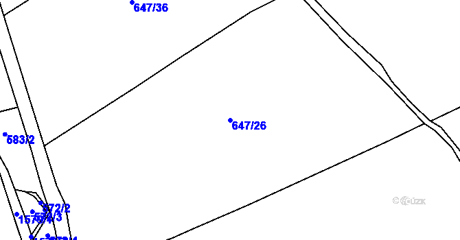 Parcela st. 647/26 v KÚ Staré Heřminovy, Katastrální mapa