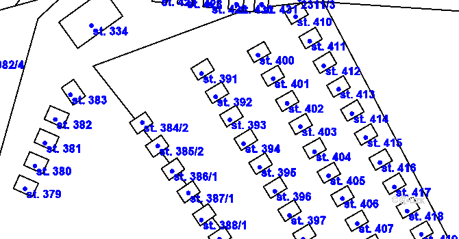 Parcela st. 393 v KÚ Staré Hobzí, Katastrální mapa