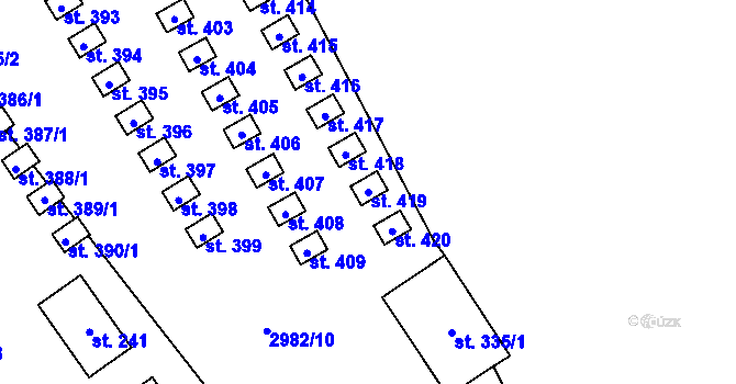 Parcela st. 419 v KÚ Staré Hobzí, Katastrální mapa