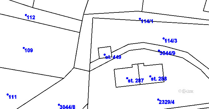 Parcela st. 449 v KÚ Staré Hobzí, Katastrální mapa