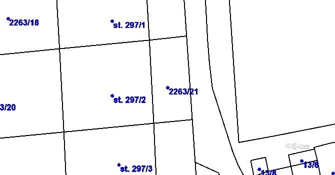 Parcela st. 2263/21 v KÚ Staré Hobzí, Katastrální mapa