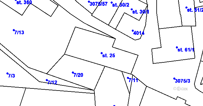 Parcela st. 25 v KÚ Staré Hobzí, Katastrální mapa