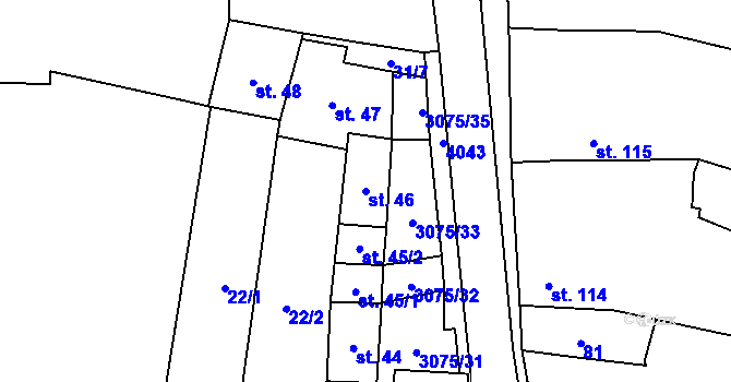 Parcela st. 46 v KÚ Staré Hobzí, Katastrální mapa