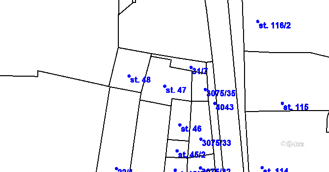 Parcela st. 47 v KÚ Staré Hobzí, Katastrální mapa