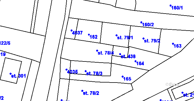 Parcela st. 78/4 v KÚ Staré Hobzí, Katastrální mapa