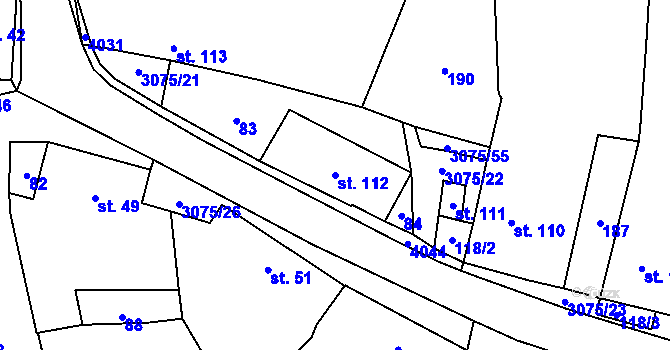 Parcela st. 112 v KÚ Staré Hobzí, Katastrální mapa